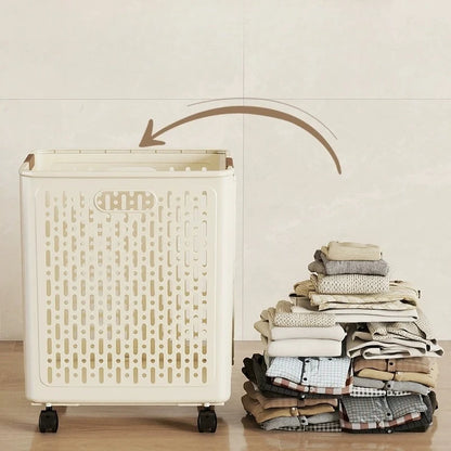Foldable Laundry Basket with Wheels – Large Rolling Clothes Hamper