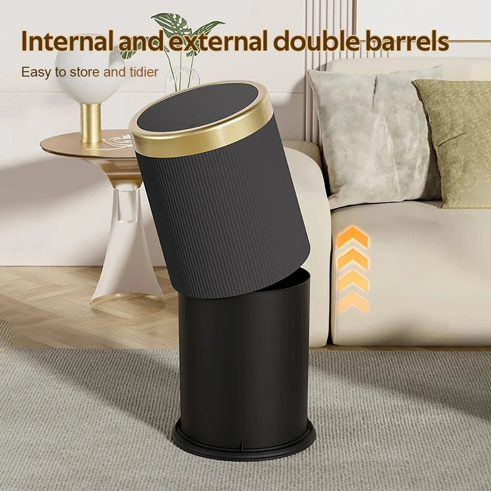 Press Lid Trash Can – Modern Waste Bin with Inner Bucket