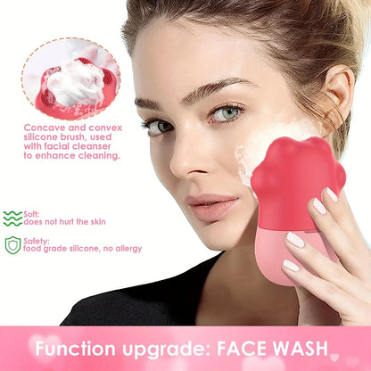 Ice & Glow Dual-Action Face & Eye Roller Set – Silicone Ice Roller + Facial Brush