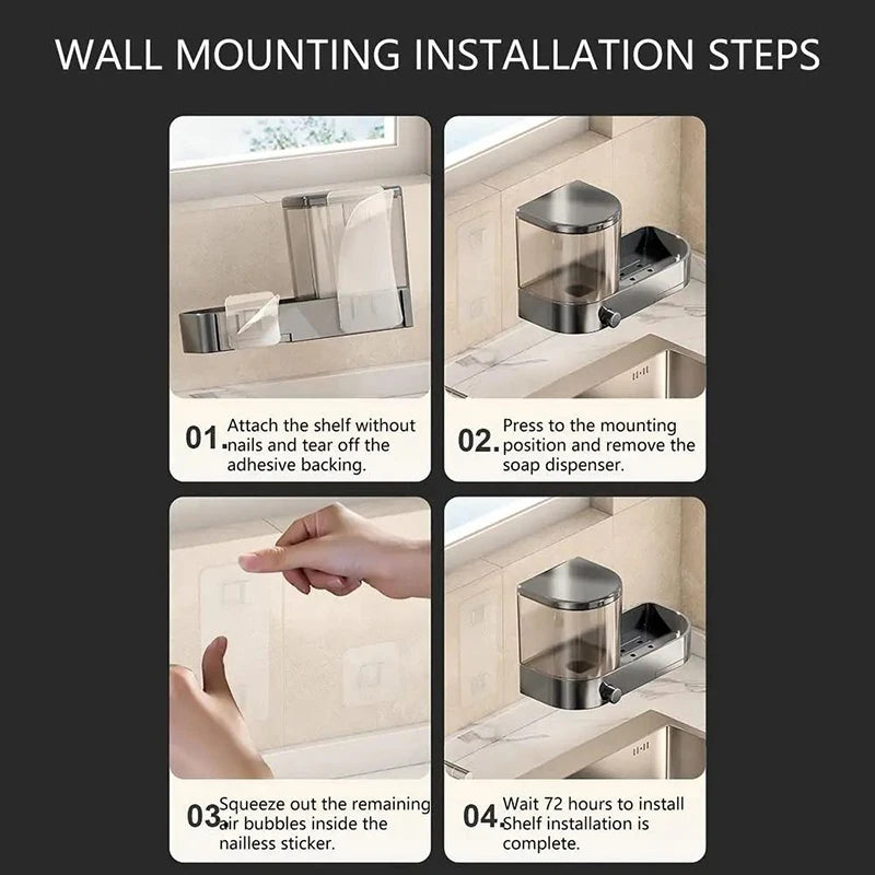 Wall Mounted Soap Dispenser With Sponge Holder
