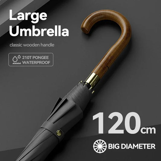 Large Windproof Umbrella – Men & Women, 120cm Long-Handle, Waterproof