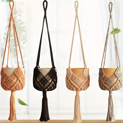 Boho Macrame Plant Hanger – Hanging Rope Basket for Plants