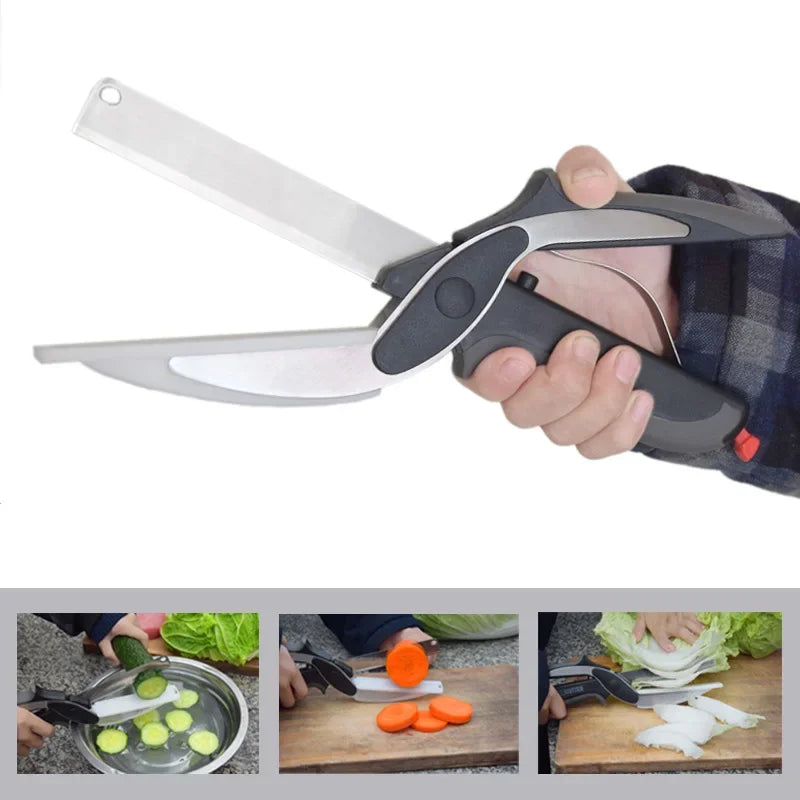 Stainless Steel 2‑in‑1 Kitchen Scissors & Chopper