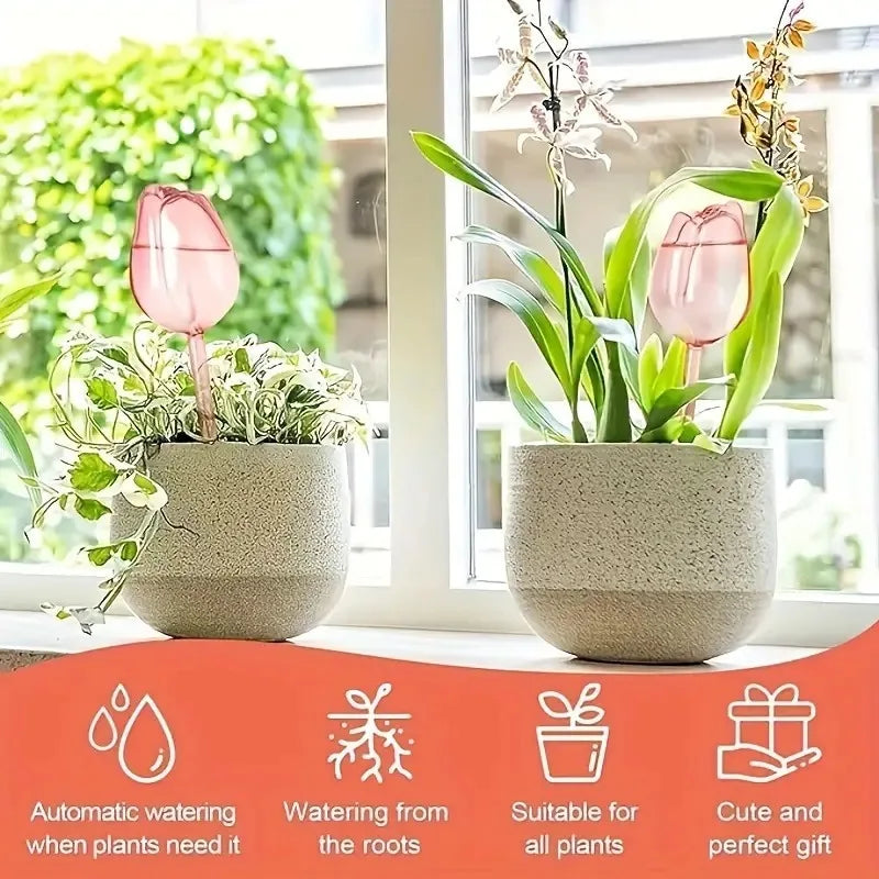Pink Tulip Self-Watering Balls – Indoor & Outdoor Plant Drippers