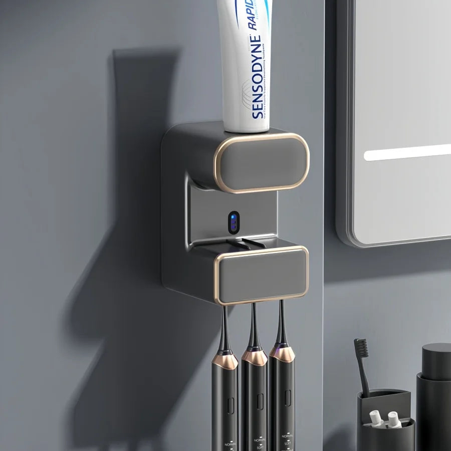 Smart UV Toothbrush & Toothpaste Dispenser Wall Mount