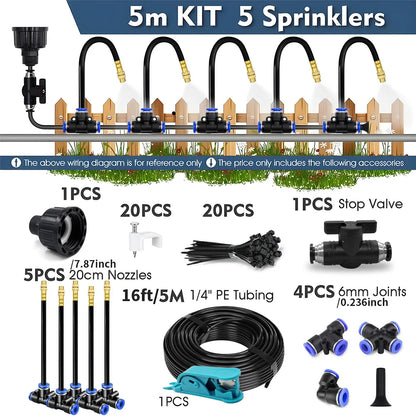 Outdoor Misting Cooling System with 360° Adjustable Nozzles