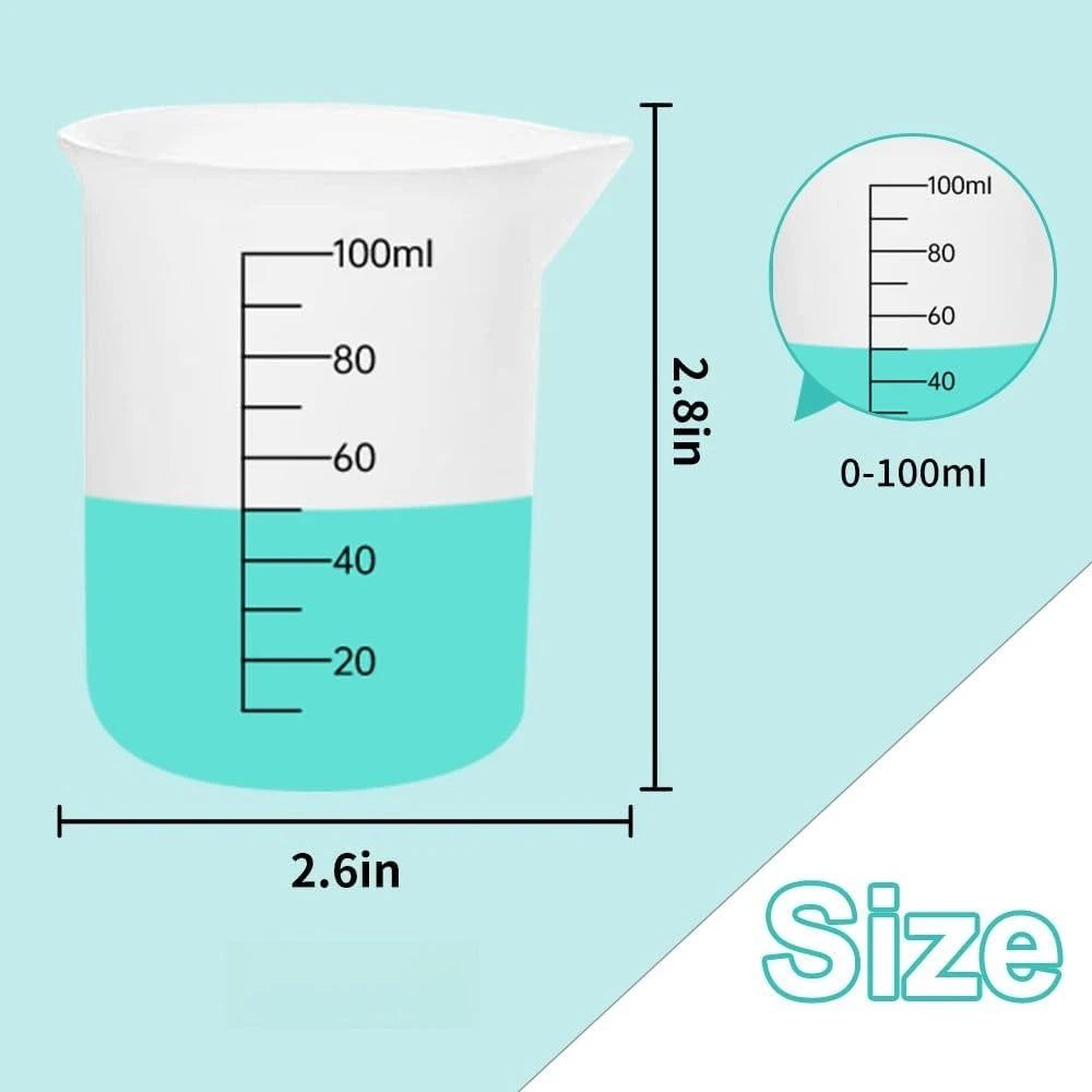 Silicone Measuring Cups 3PCS – 100ml for Resin & Crafts
