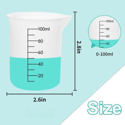 Silicone Measuring Cups 3PCS – 100ml for Resin & Crafts