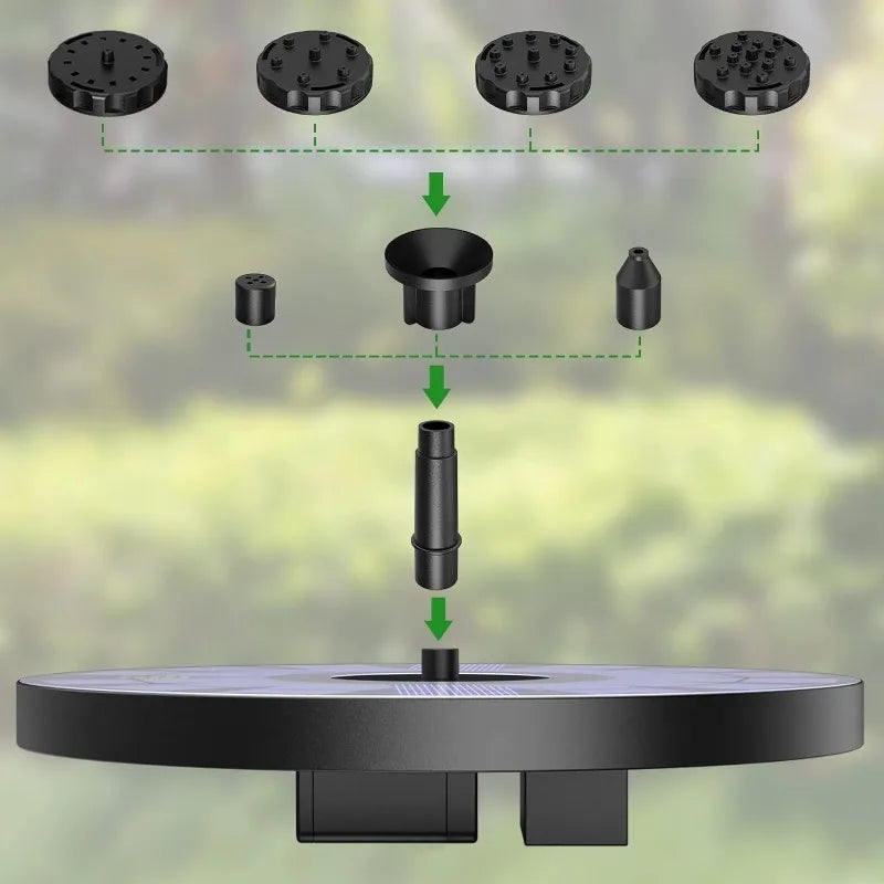 Solar Garden Fountain Pump – 6 Spray Nozzles Outdoor Bird Bath