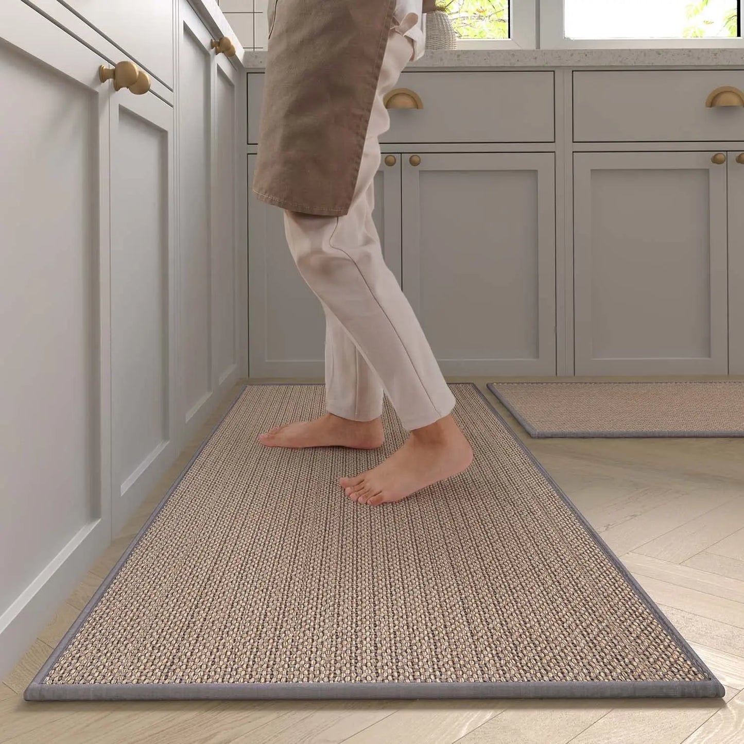 Non-Slip Washable Kitchen Rug – Faux Sisal Runner