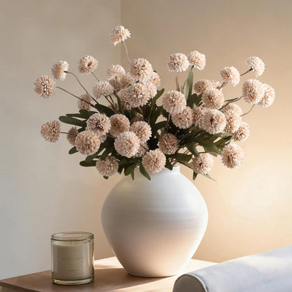 Artificial Kiku Pompon Chrysanthemum Flowers – 5PCS Silk Stems for DIY Decor