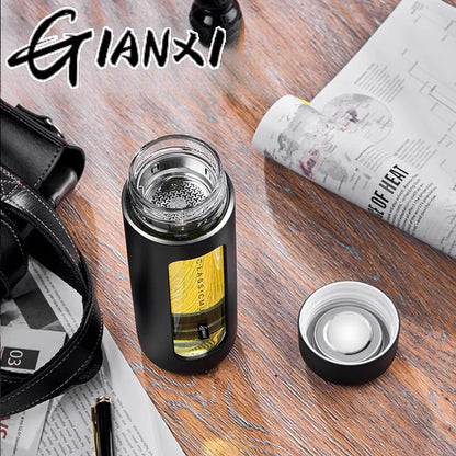 GIANXI 380ML Portable Glass Teacup – Anti-Scald & Durable