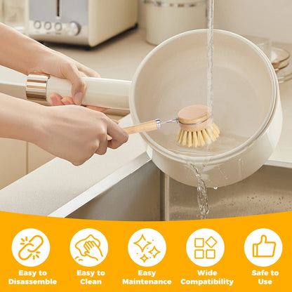 Bamboo Kitchen Dish Brush Set with Long Handle
