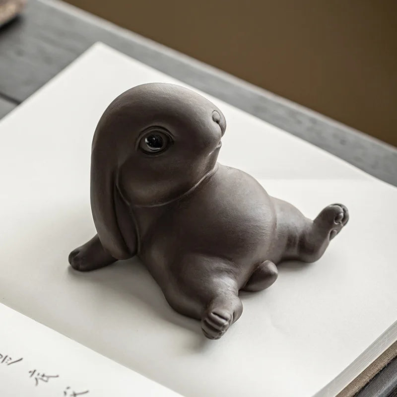 Cute Purple Clay Rabbit Tea Pet – Tea Table Ornament