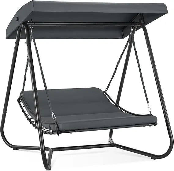 2-Seat Hammock Swing Chair with Canopy & Recliner