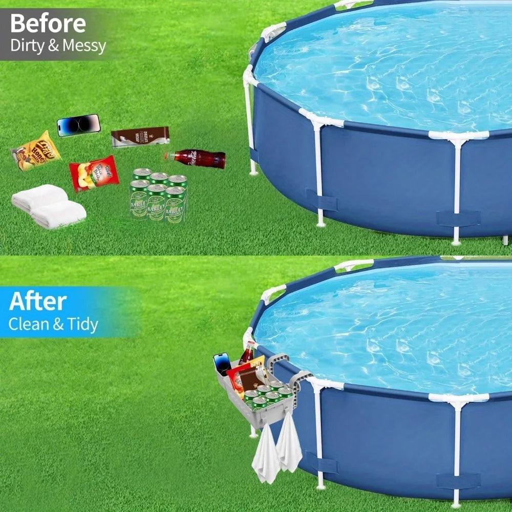 Poolside Organizer Basket with Cup Holder & Hooks