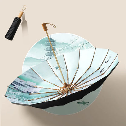 16-Bone Foldable Umbrella – Sun & Rain Protection