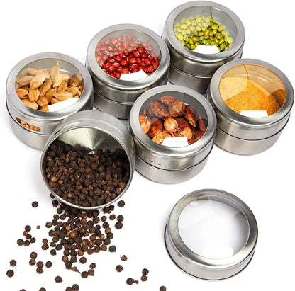 Magnetic Spice Tins Set – Wall Mounted Spice Jars