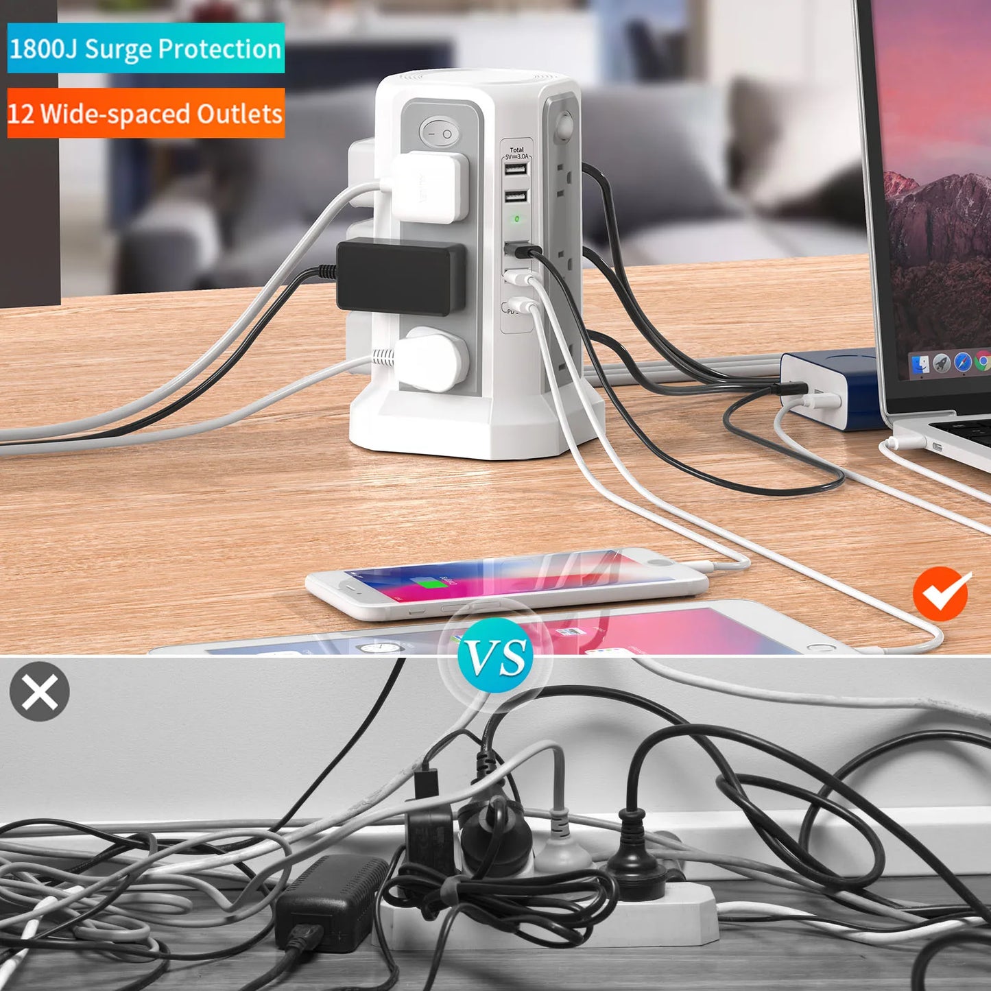 PowerTower 17-in-1 Surge Protector Charging Station