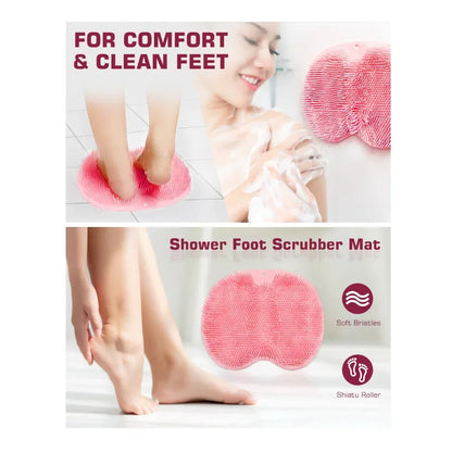 Hands-Free Shower Foot Scrubber Mat with Suction Cups
