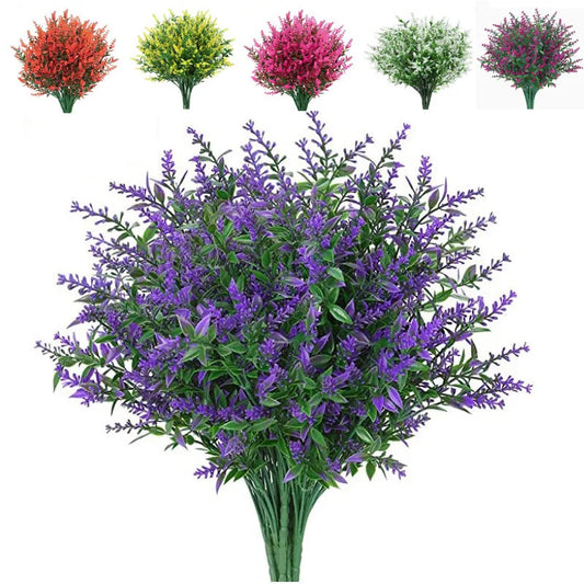 Faux Lavender Flowers – UV Resistant Artificial Plant Set (3/5/10 Pcs)