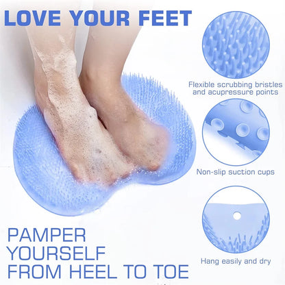 Hands-Free Shower Foot Scrubber Mat with Suction Cups