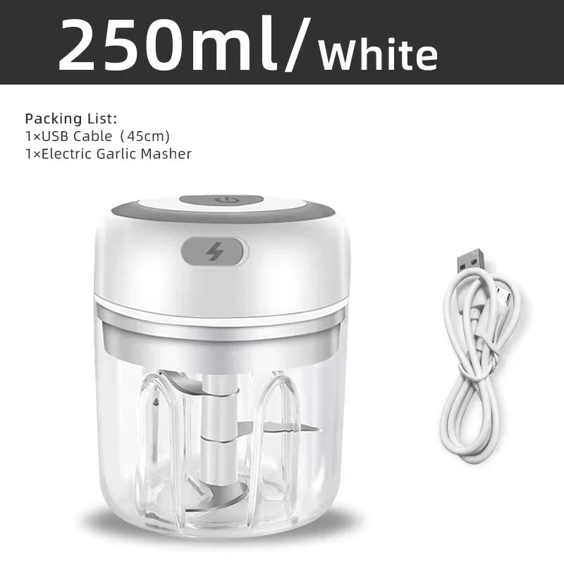 Electric Mini Garlic Chopper – 380ml USB Rechargeable