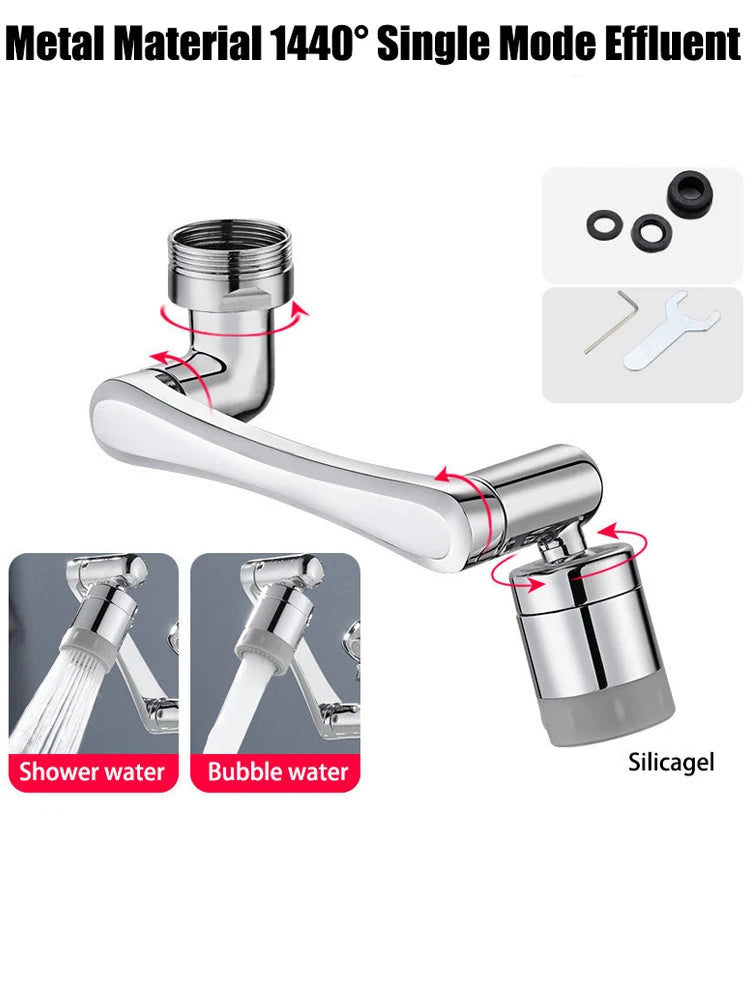 1440° Swivel Faucet Extender – Stainless Steel Dual Spray Aerator