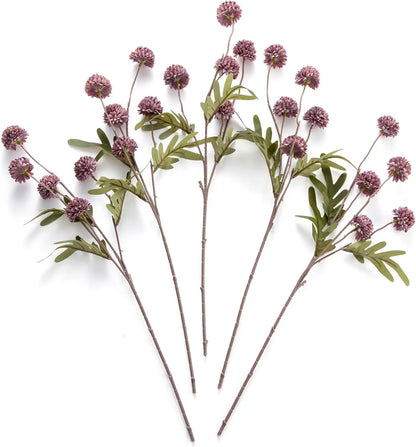Artificial Kiku Pompon Chrysanthemum Flowers – 5PCS Silk Stems for DIY Decor