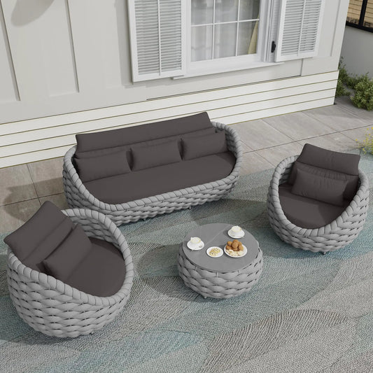 Eazy Living 2-Seater Patio Bistro Set – Outdoor PE Rattan Chairs