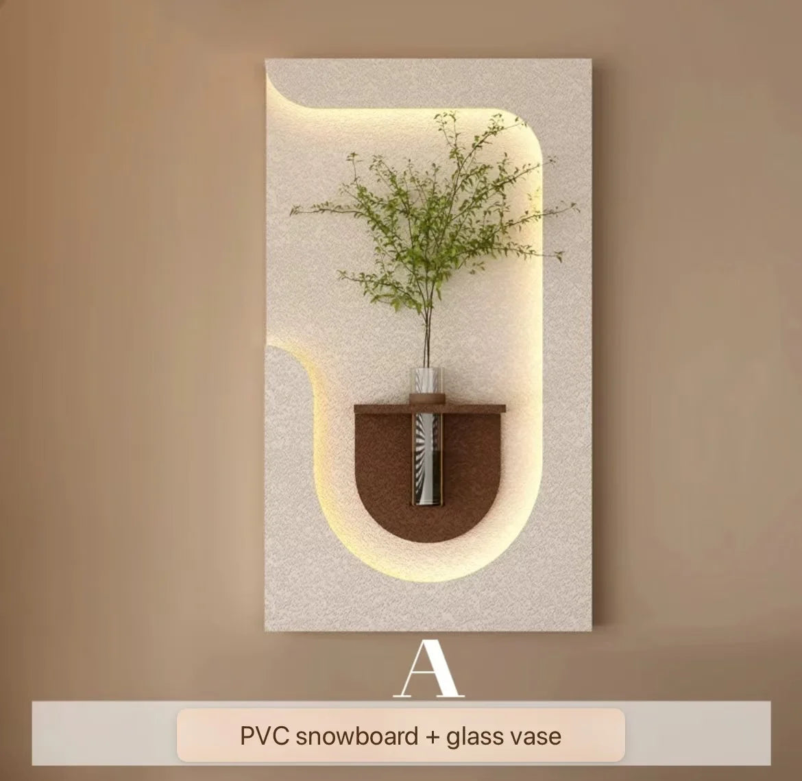 Modern Wall Lamp with Hanging Green Plants & Art