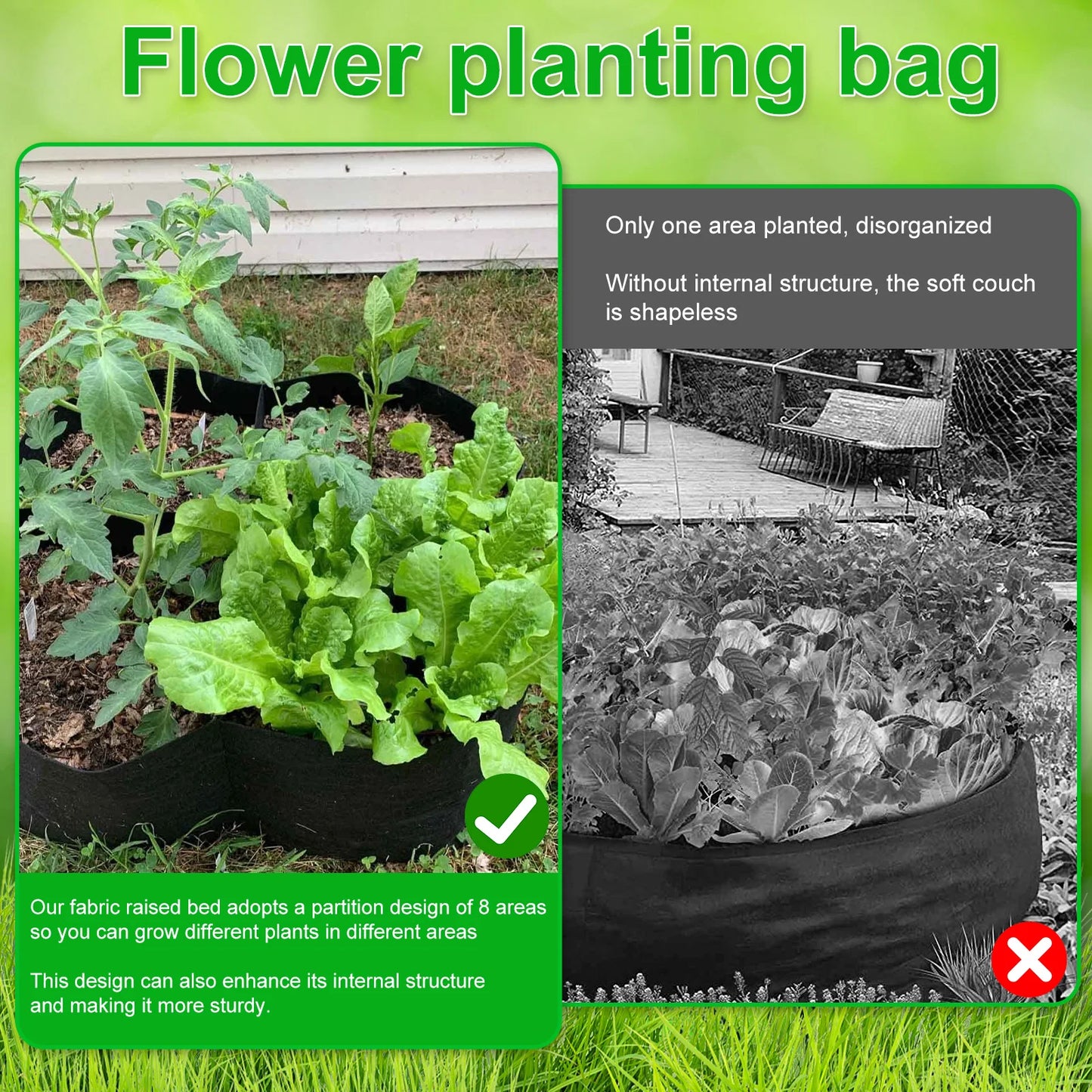Multi-Grid Raised Garden Bed Grow Bag Planter