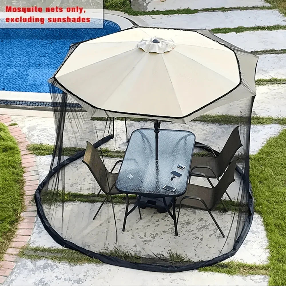 Patio Umbrella Mosquito Net – Zipper & Adjustable Fit
