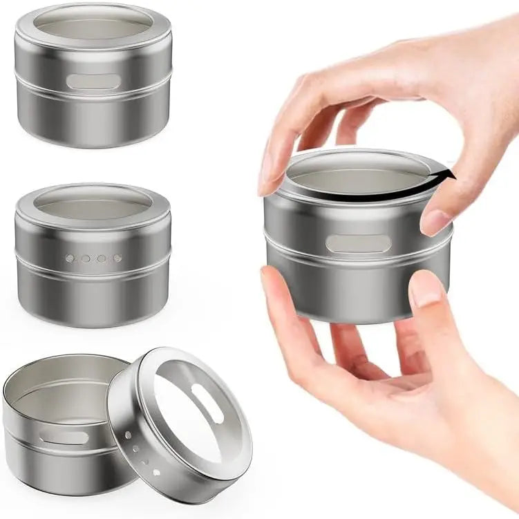 Magnetic Spice Tins Set – Wall Mounted Spice Jars