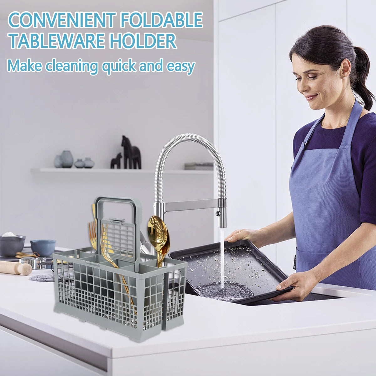 Universal Dishwasher Cutlery Basket – Foldable Organizer Replacement
