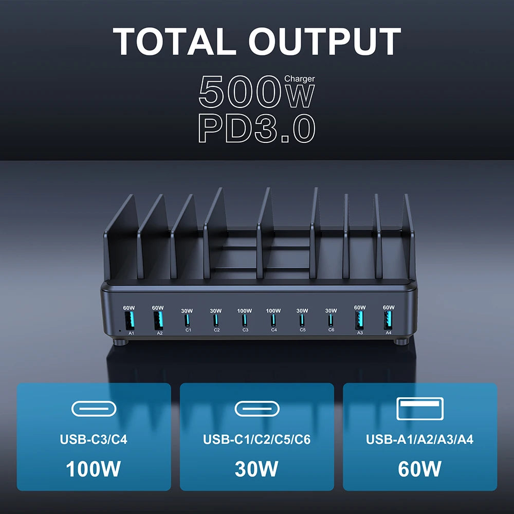 PowerHub 500W GaN Charging Station