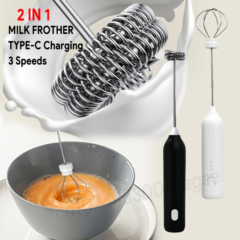 Rechargeable 2-in-1 Milk Frother & Egg Beater