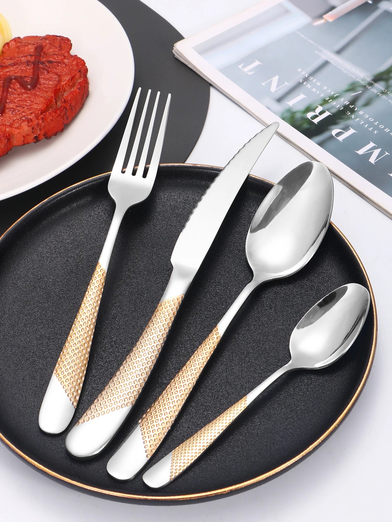 24pc Star Diamond Stainless Steel Cutlery Set – 6 Knives, 6 Forks & 12 Spoons