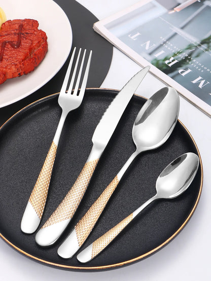 24pc Star Diamond Stainless Steel Cutlery Set – 6 Knives, 6 Forks & 12 Spoons