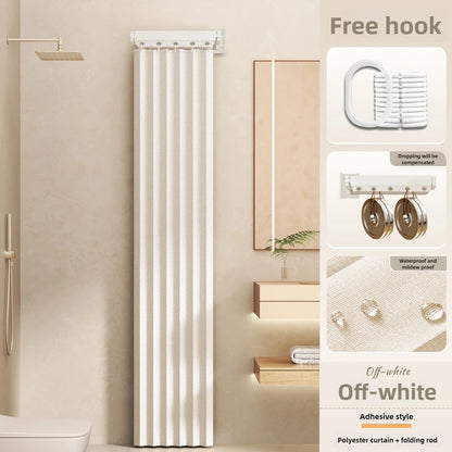 Folding Waterproof Shower Curtain – No-Drill Bathroom Divider