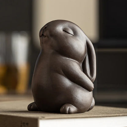 Cute Purple Clay Rabbit Tea Pet – Tea Table Ornament