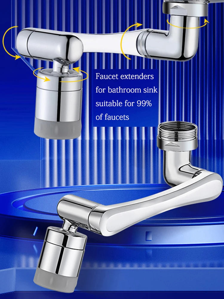 1440° Swivel Faucet Extender – Stainless Steel Dual Spray Aerator