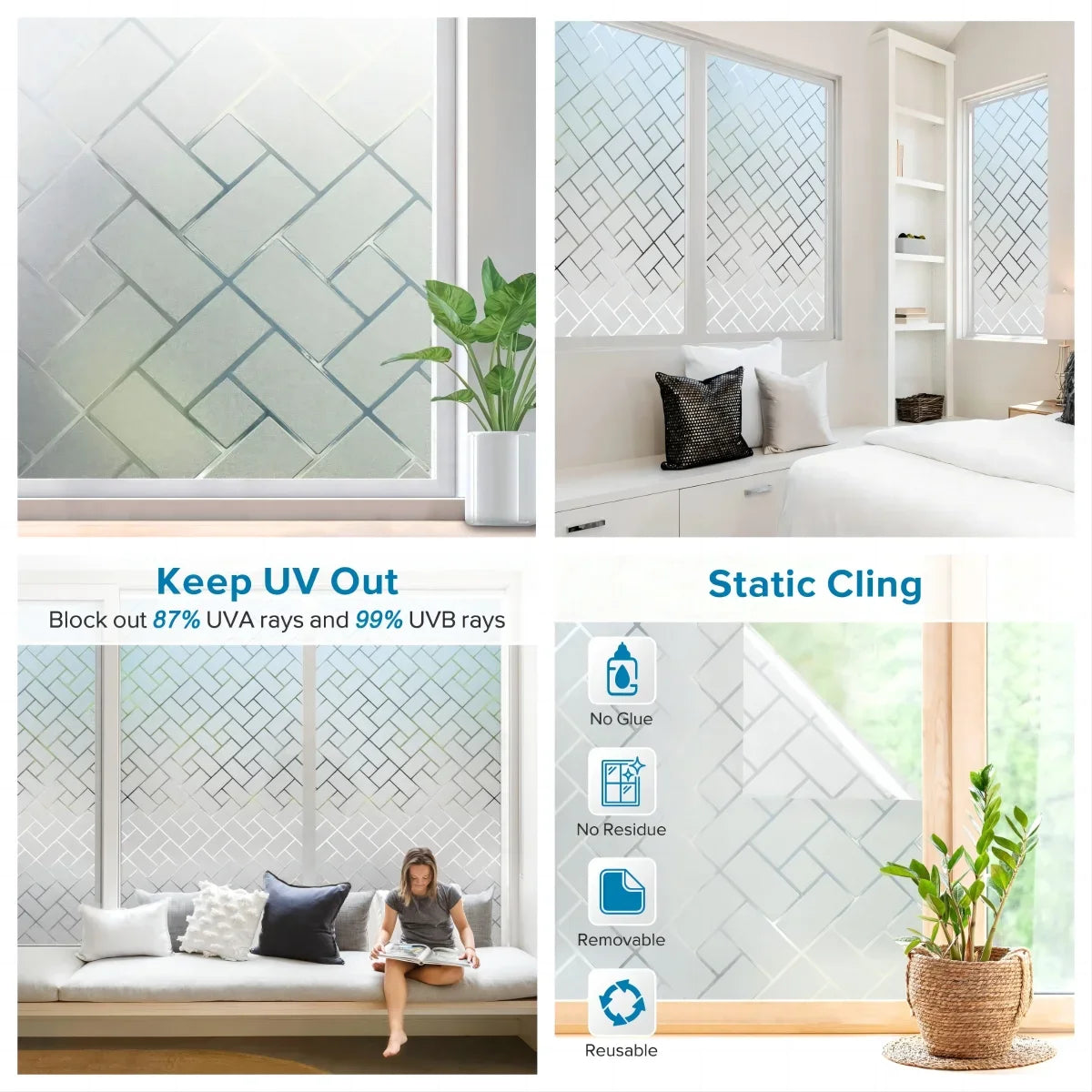 Frosted Window Privacy Film – Static Cling & UV Protection