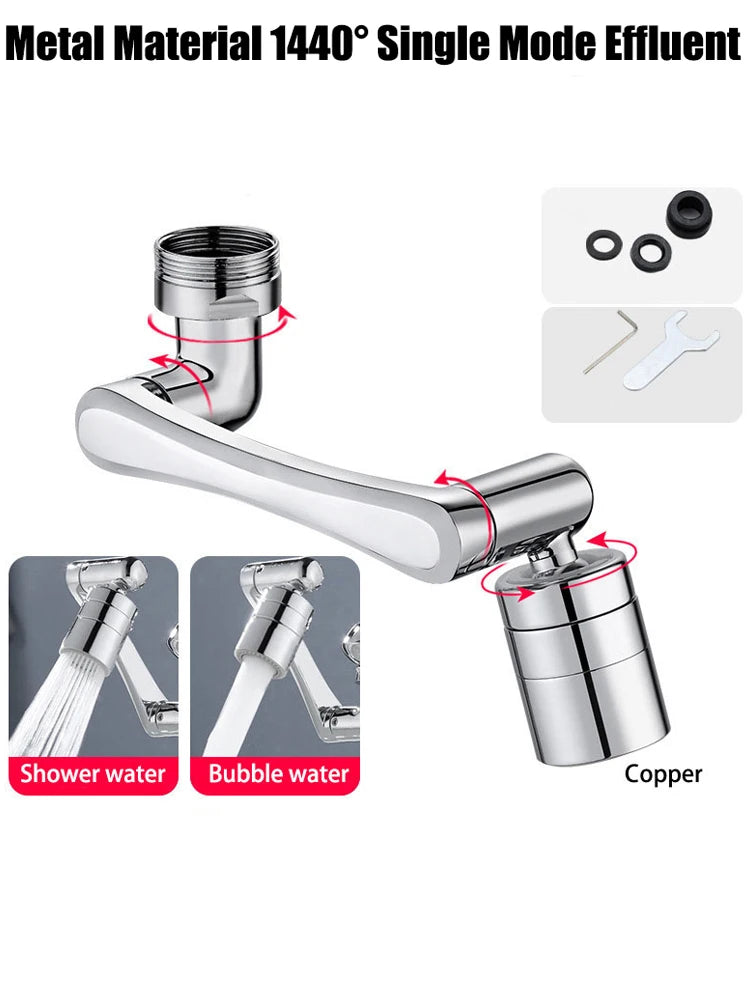 1440° Swivel Faucet Extender – Stainless Steel Dual Spray Aerator