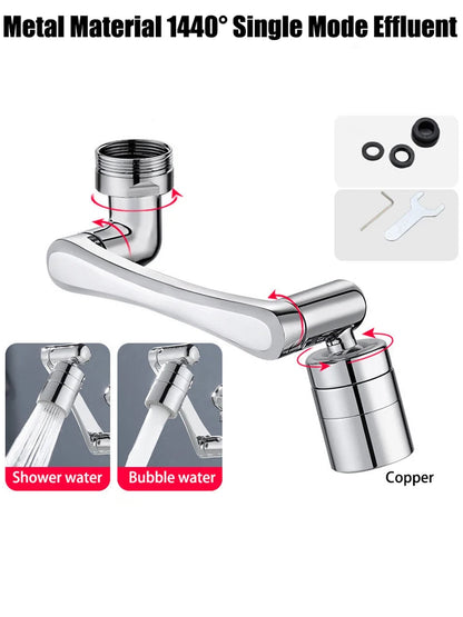 1440° Swivel Faucet Extender – Stainless Steel Dual Spray Aerator