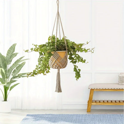 Boho Macrame Plant Hanger – Hanging Rope Basket for Plants