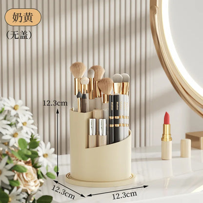 Rotating Makeup Brush Organizer With Lid