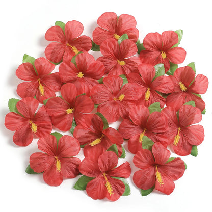 24PCS Tropical Hibiscus Silk Flowers – Colorful Hawaiian Party Table Décor