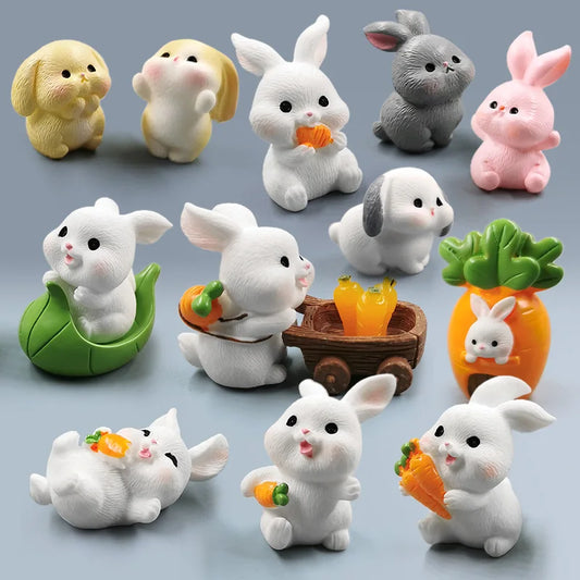 Cute Bunny Boat Carrot Figurine – Mini Kawaii Home Decor