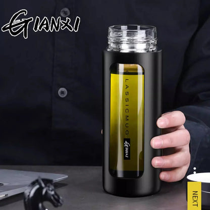 GIANXI 380ML Portable Glass Teacup – Anti-Scald & Durable